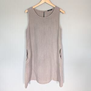 Lungo L'Arno 100% Linen Taupe Sleeveless Shift Dress size XS